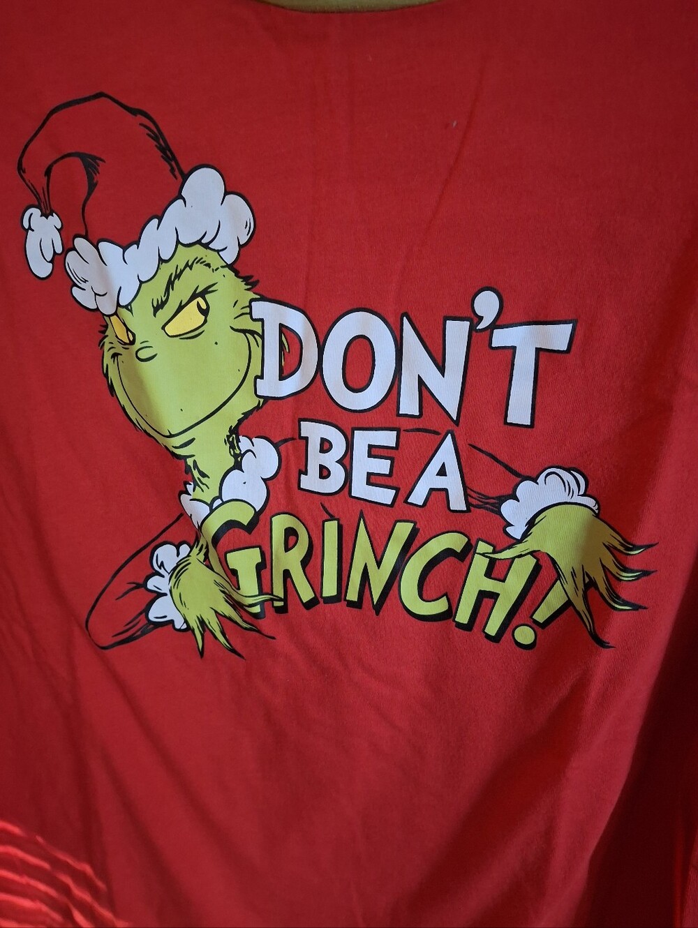 GRINCH CHRISTMAS TOP WOMENS L (12-14) "DON'T BE A GRINCH" Dr SEUSS LONG SLEEVE - Picture 2 of 6